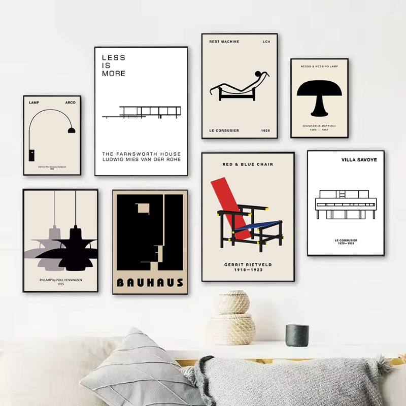 Interior Designer - クラシックファーンズワースハウスバウハウスデザイン抽象建築ポスターキャンバス絵画壁アート写真家のインテリア装飾