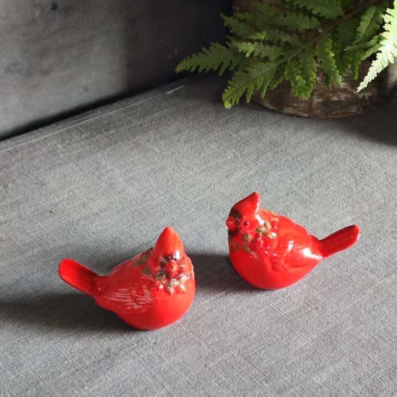 北欧セラミック赤いお祝い鳥の彫刻装飾品リビングルーム寝室玄関 - Interior Design School のレビューと価格
