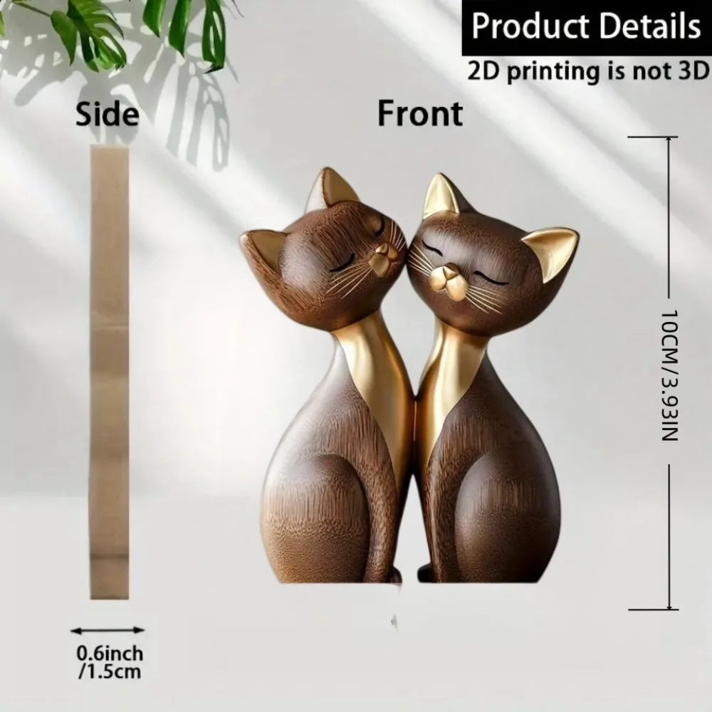 木製子猫カップル彫刻魅力的な 2D フラット猫愛好家ギフトラ - Interior Design School のレビューと価格