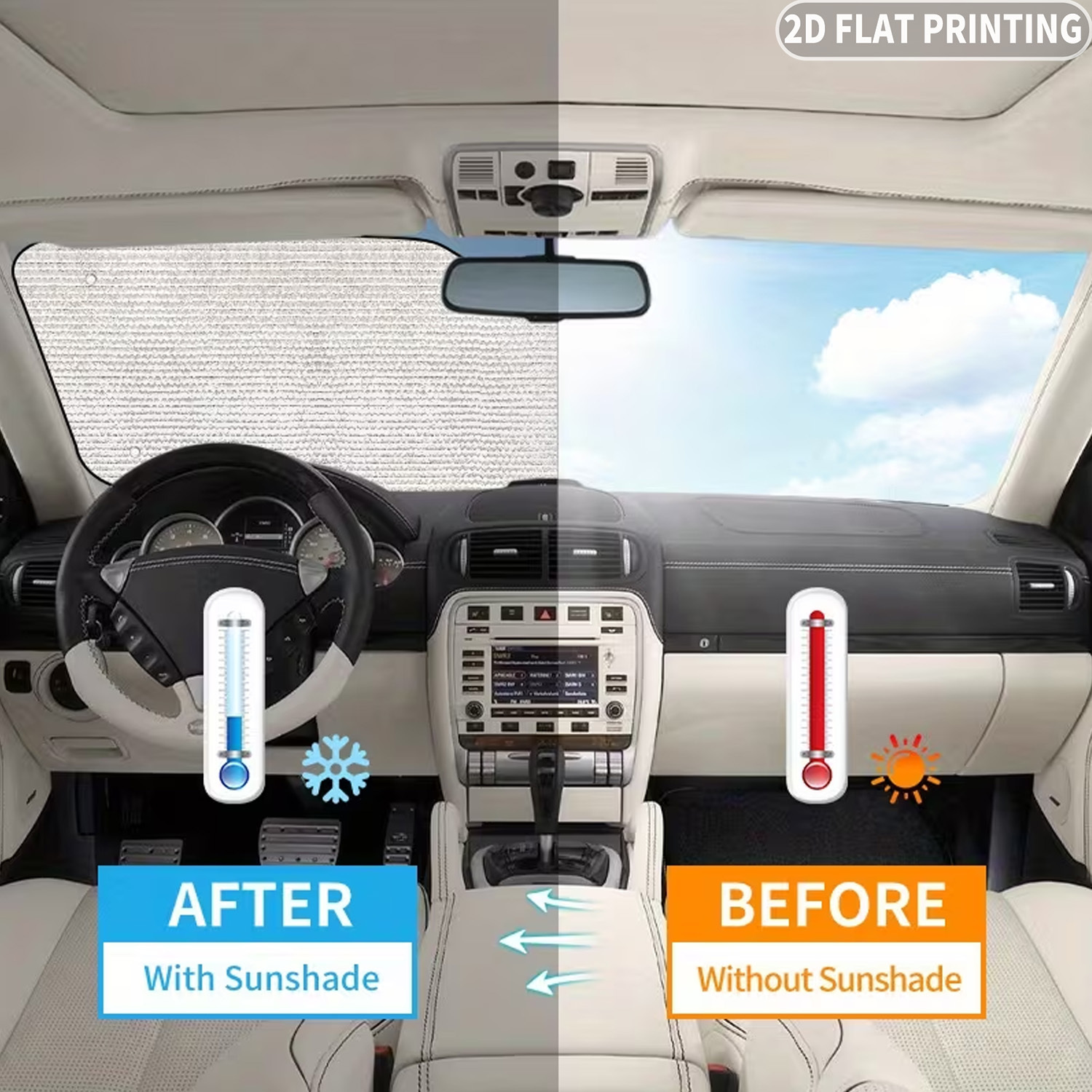 1個入りユニバーサルカーフロントガラスサンシェード、車内に座 - Interior Designer のレビューと価格