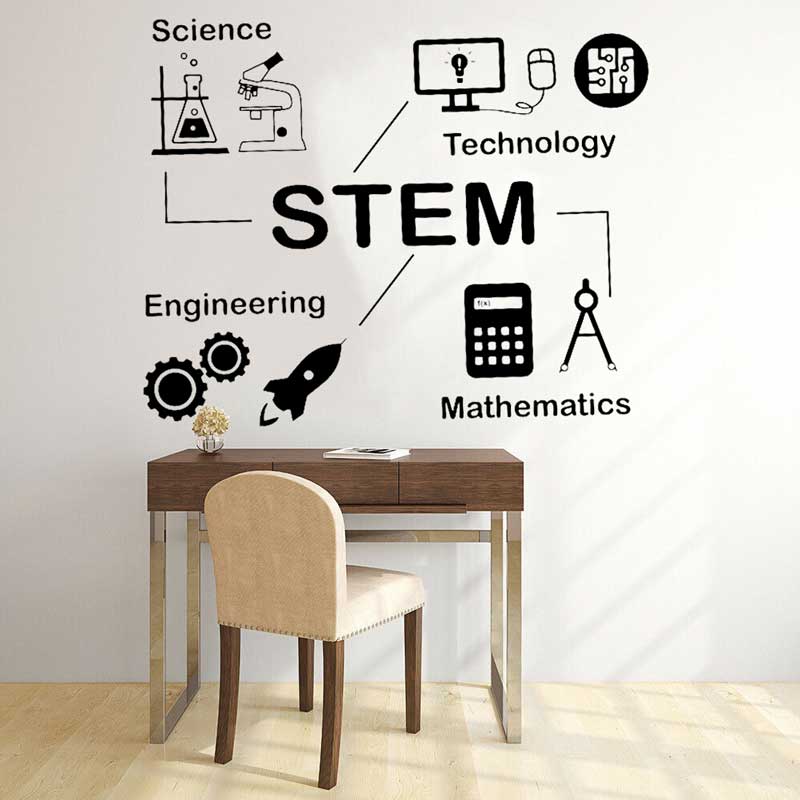 幹壁ステッカー科学技術エンジニアリング数学学校教室研究子供読 - Interior Design School のレビューと価格